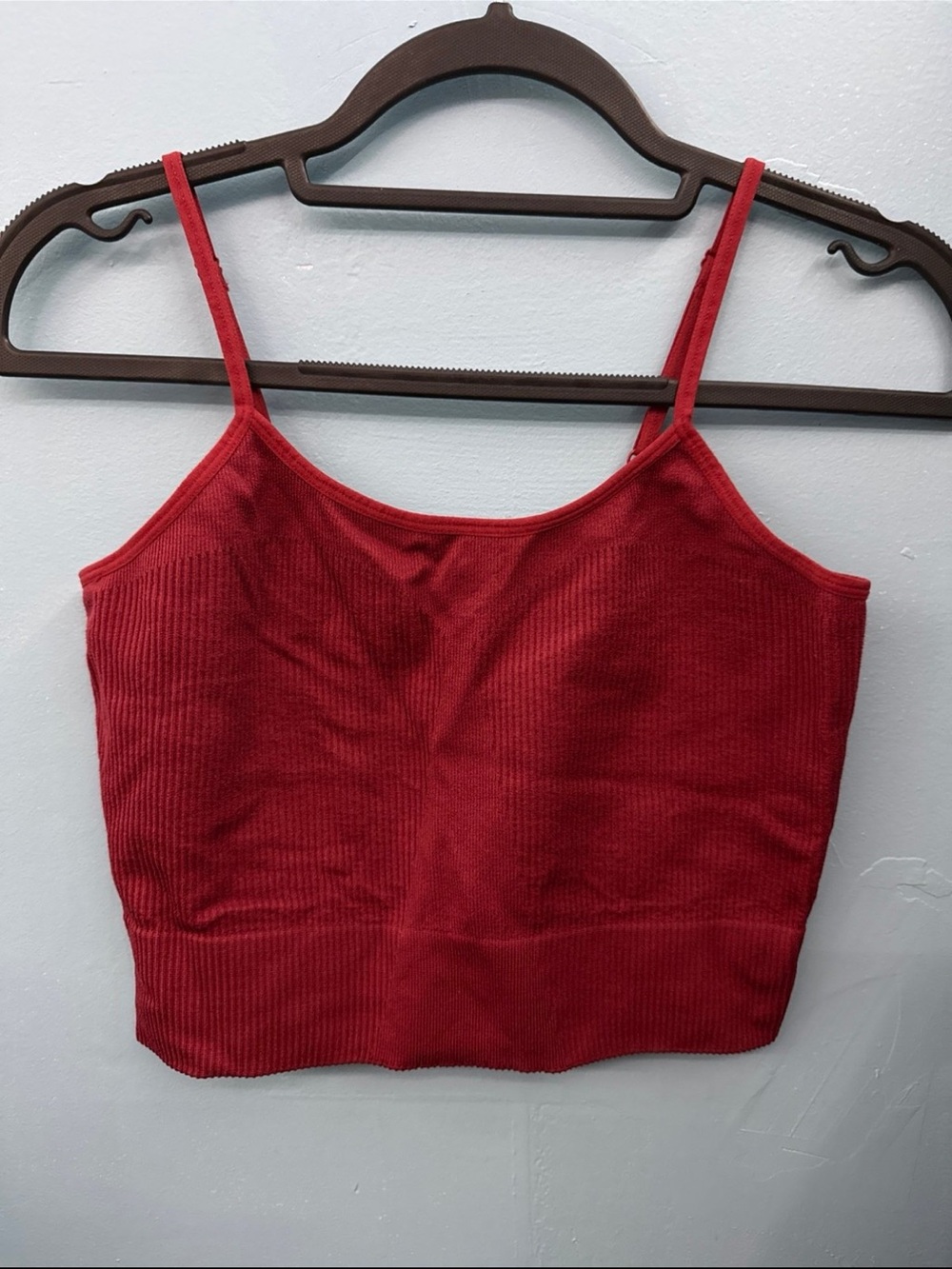 Marshalls Red Ribbed Cropped Cami Tank